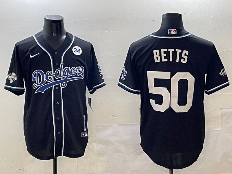 Men Los Angeles Dodgers #50 Betts Black Fashion Game 2025 Nike MLB Jersey style 3063->los angeles dodgers->MLB Jersey